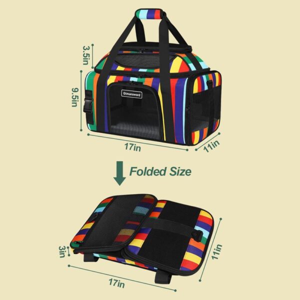 Airline-Approved Expandable Cat Carrier – 17×11×9.5" Soft-Sided Travel Bag with 5-Side Mesh Ventilation & Locking Zippers