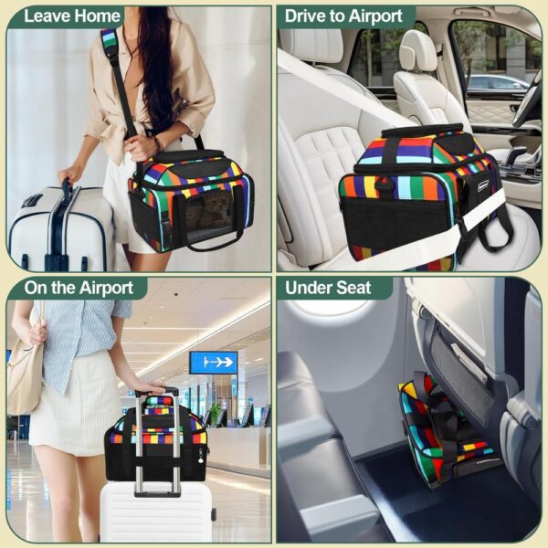 Airline-Approved Expandable Cat Carrier – 17×11×9.5" Soft-Sided Travel Bag with 5-Side Mesh Ventilation & Locking Zippers