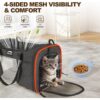 Airline-Approved Rolling Cat Carrier with Wheels – Underseat Soft-Sided Cat Travel Bag (Up to 13 lbs) with Shoulder Strap & Travel Bowl