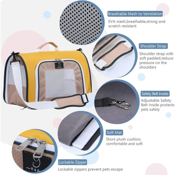Airline-Approved Soft-Sided Cat Carrier – Lightweight Foldable Travel Bag with Mesh Ventilation & Washable Mat (Up to 15 lbs)