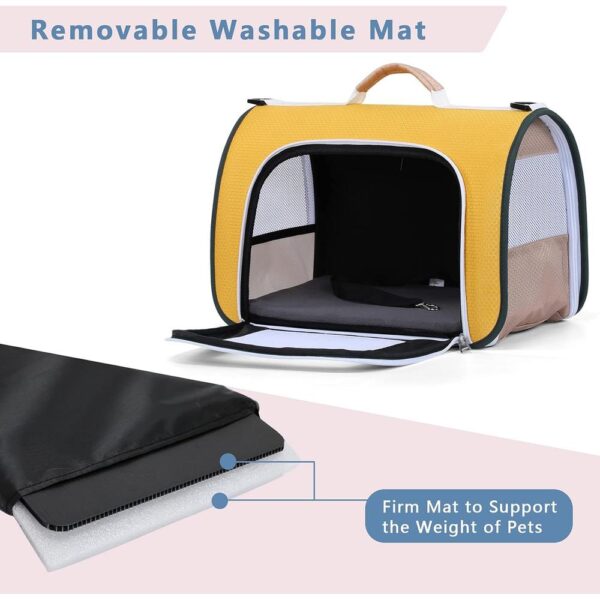 Airline-Approved Soft-Sided Cat Carrier – Lightweight Foldable Travel Bag with Mesh Ventilation & Washable Mat (Up to 15 lbs)