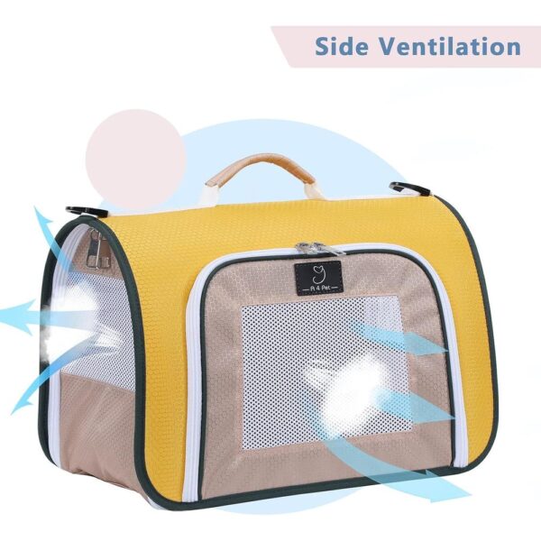 Airline-Approved Soft-Sided Cat Carrier – Lightweight Foldable Travel Bag with Mesh Ventilation & Washable Mat (Up to 15 lbs)