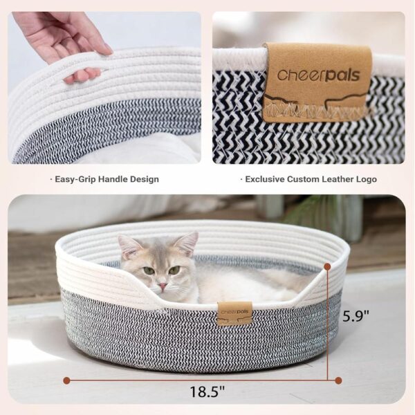 All-Season Woven Cat Basket Bed with Washable Cushion & Multi-Use Design