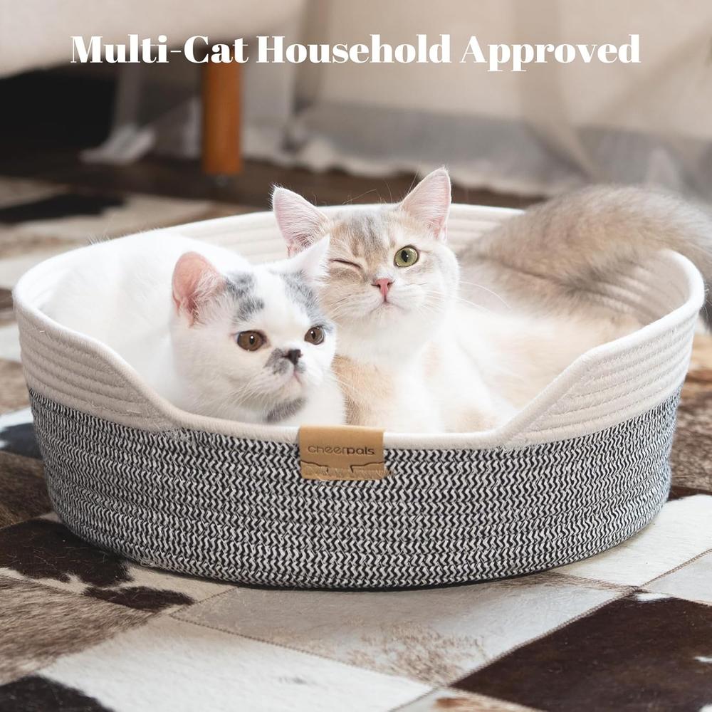 All-Season Woven Cat Basket Bed with Washable Cushion