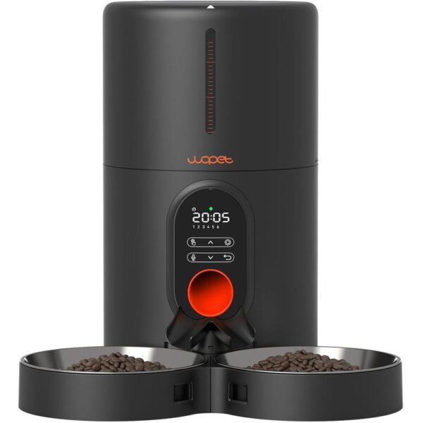 Automatic Cat Feeder for Two Cats – 4L Dual-Bowl Smart Food Dispenser with 1–6 Timed Meals, Stainless Steel Bowls, Voice Meal Call & Dual Power Backup