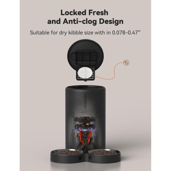 Automatic Cat Feeder for Two Cats – 4L Dual-Bowl Smart Food Dispenser with 1–6 Timed Meals, Stainless Steel Bowls, Voice Meal Call & Dual Power Backup