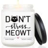 Black Cat Candle Gift for Cat Lovers – Soy Wax Lavender & Eucalyptus Scented Candle for Women & Men | Birthday, Christmas & Mother’s/Father’s Day Gift