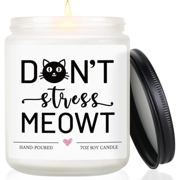 Black Cat Candle Gift for Cat Lovers – Soy Wax Lavender & Eucalyptus Scented Candle for Women & Men | Birthday, Christmas & Mother’s/Father’s Day Gift