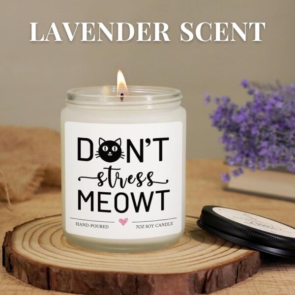 Black Cat Candle Gift for Cat Lovers – Soy Wax Lavender & Eucalyptus Scented Candle for Women & Men | Birthday, Christmas & Mother’s/Father’s Day Gift