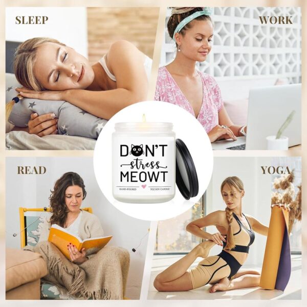 Black Cat Candle Gift for Cat Lovers – Soy Wax Lavender & Eucalyptus Scented Candle for Women & Men | Birthday, Christmas & Mother’s/Father’s Day Gift