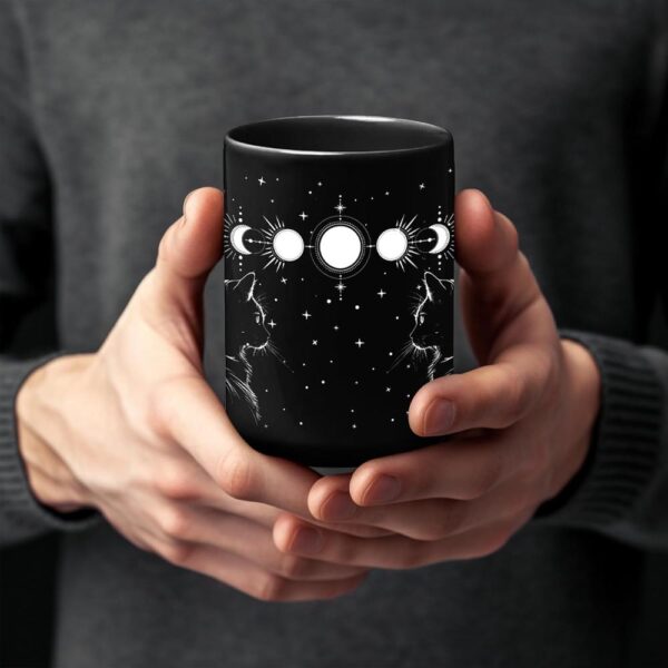 Black Cat Mug 15oz – Gothic Witchy Coffee Cup for Cat Lovers | Goth Decor, Witch Gifts, Christmas Cat Gift