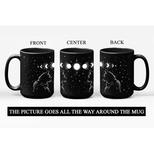 Black Cat Mug 15oz – Gothic Witchy Coffee Cup for Cat Lovers | Goth Decor, Witch Gifts, Christmas Cat Gift