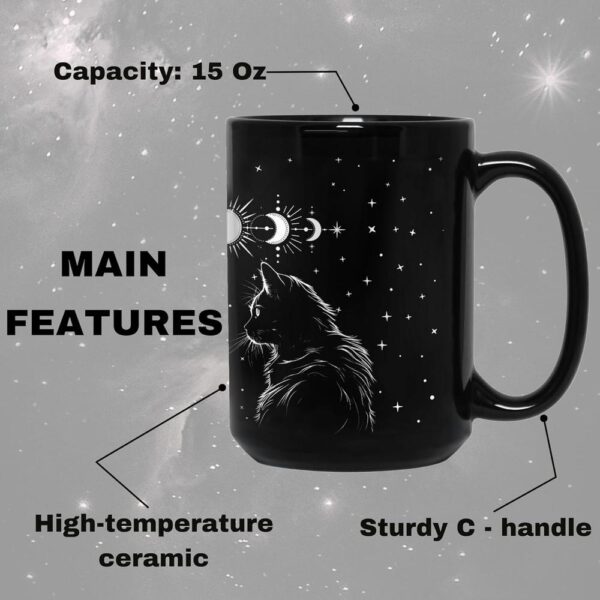 Black Cat Mug 15oz – Gothic Witchy Coffee Cup for Cat Lovers | Goth Decor, Witch Gifts, Christmas Cat Gift