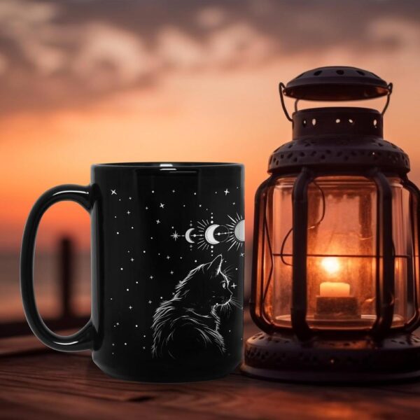 Black Cat Mug 15oz – Gothic Witchy Coffee Cup for Cat Lovers | Goth Decor, Witch Gifts, Christmas Cat Gift
