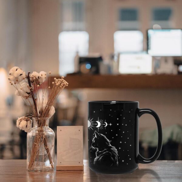 Black Cat Mug 15oz – Gothic Witchy Coffee Cup for Cat Lovers | Goth Decor, Witch Gifts, Christmas Cat Gift