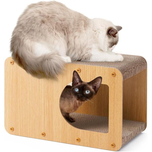 Cardboard Cat Scratcher House — Durable Multi-Side Lounge for Scratching, Climbing & Play