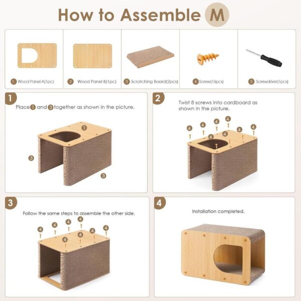 Cardboard Cat Scratcher House — Durable Multi-Side Lounge for Scratching, Climbing & Play