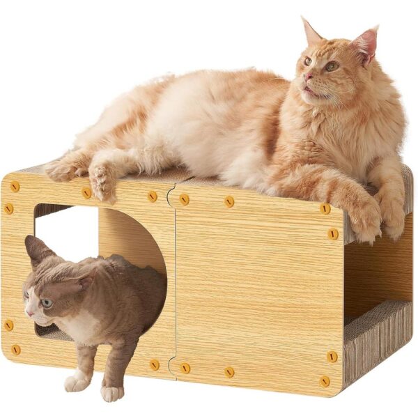 Cardboard Cat Scratcher House — Durable Multi-Side Lounge for Scratching, Climbing & Play