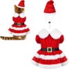 Cat Christmas Dress with Santa Hat – Festive Holiday Outfit for Cats