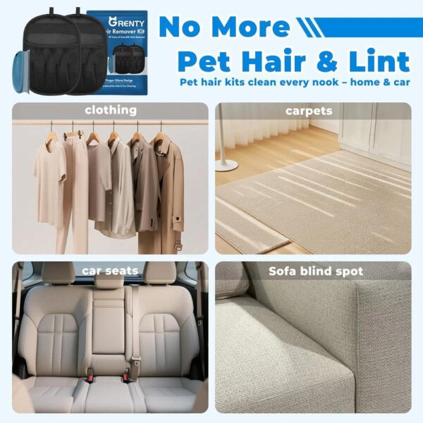 Cat Hair Removal Gloves (2-Pack) – Five-Finger Electrostatic Fur Remover for Clothing, Carpets, Sofas & Car Seats