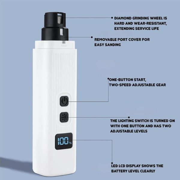 Cat Nail Trimmer – Ultra-Quiet 40dB Low-Vibration Grinder with 360° Dual-Speed Settings | Safe, Gentle & Powerful for All Cats