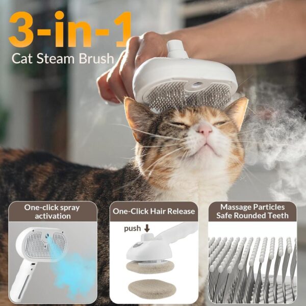 Cat Steam Grooming Brush – Self-Cleaning Mist Spray Comb for Cats, Anti-Static Deshedding Brush for Long & Short Hair