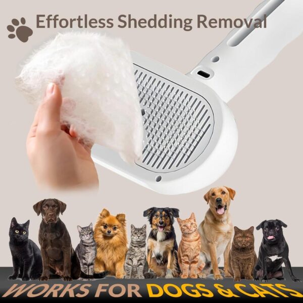 Cat Steam Grooming Brush – Self-Cleaning Mist Spray Comb for Cats, Anti-Static Deshedding Brush for Long & Short Hair