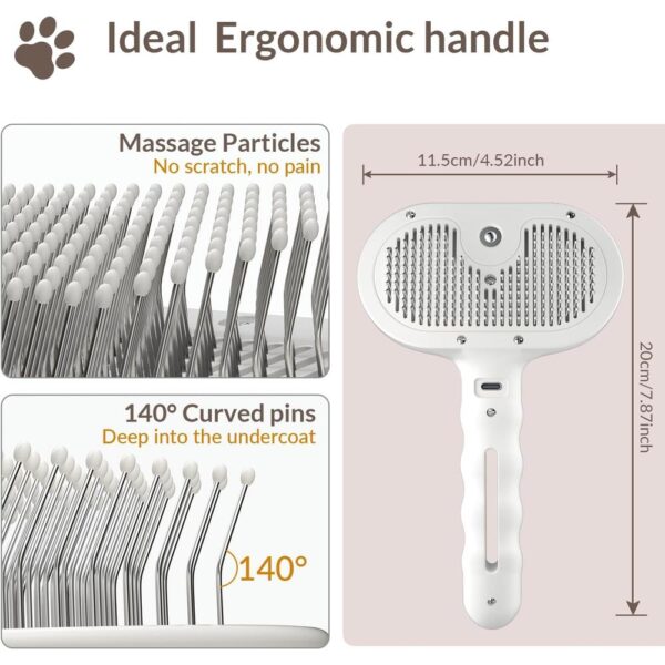 Cat Steam Grooming Brush – Self-Cleaning Mist Spray Comb for Cats, Anti-Static Deshedding Brush for Long & Short Hair