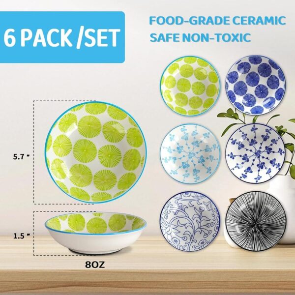 Ceramic Cat Bowls with Non-Slip Silicone Base — Wide, Whisker-Friendly Dishes (6-Piece Colorful Set)