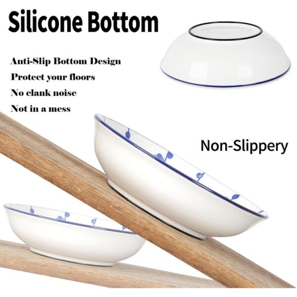 Ceramic Cat Bowls with Non-Slip Silicone Base — Wide, Whisker-Friendly Dishes (6-Piece Colorful Set)