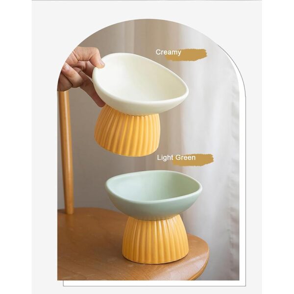 Ceramic Elevated Cat Bowl — Raised, Tilted & Whisker-Friendly Food and Water Dish