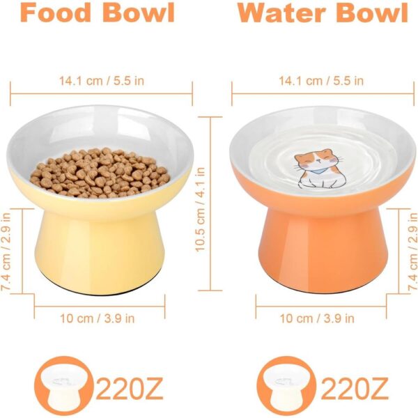 Ceramic Elevated Cat Bowls — 2-Piece Raised, Non-Slip & Whisker-Friendly Feeding Set