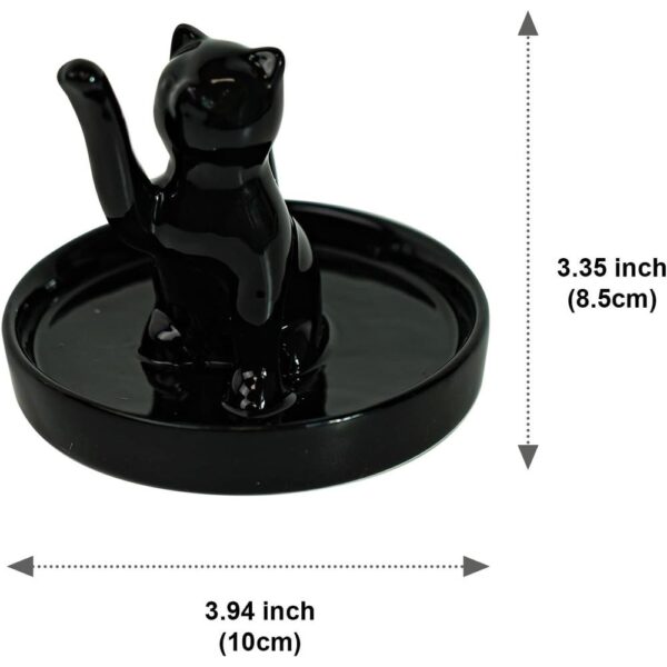 Ceramic Lucky Cat Jewelry Tray – Cute Waving Cat Ring Holder & Kawaii Trinket Dish for Women & Girls