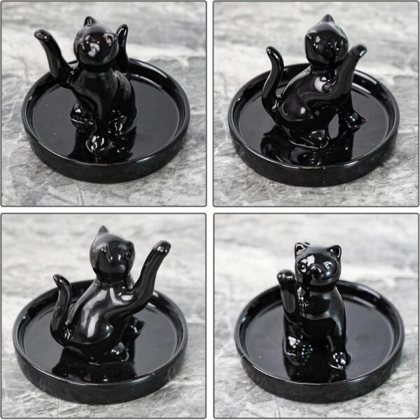 Ceramic Lucky Cat Jewelry Tray – Cute Waving Cat Ring Holder & Kawaii Trinket Dish for Women & Girls