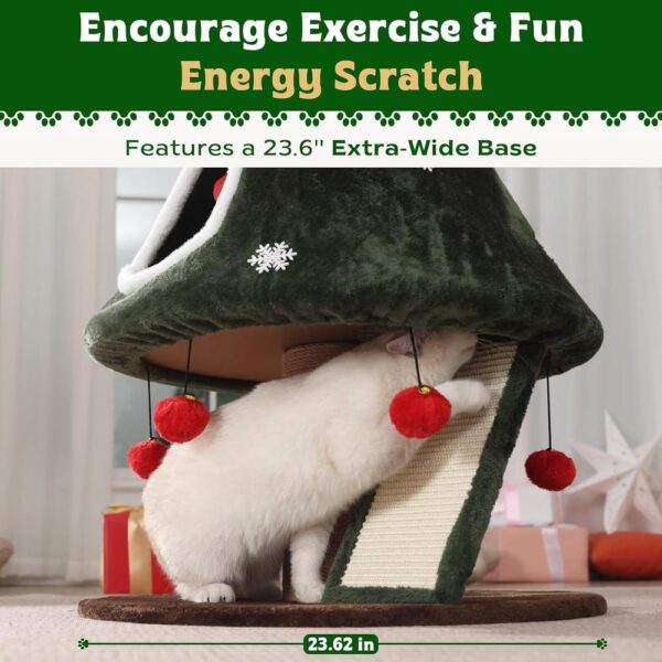 Christmas Cat Tree Tower – Festive Cat House with 2 Cozy Condos, Climbing Ladder & Sisal Posts for Indoor Cats