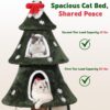 Christmas Cat Tree Tower – Festive Cat House with 2 Cozy Condos, Climbing Ladder & Sisal Posts for Indoor Cats
