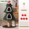 Christmas Cat Tree Tower – Festive Cat House with 2 Cozy Condos, Climbing Ladder & Sisal Posts for Indoor Cats