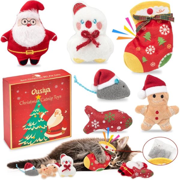Christmas Catnip Toy Gift Set – 6-Piece Holiday Chew & Play Toys with Festive Gift Box