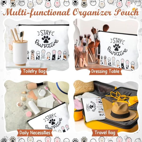 Christmas “Stay Pawsitive” Gift Set – 5-Piece Cat Lover Positive Gift Bundle | Tote Bag, Makeup Bag, Notebook, Pen & Keychain