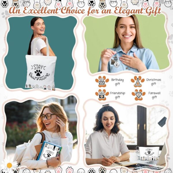 Christmas “Stay Pawsitive” Gift Set – 5-Piece Cat Lover Positive Gift Bundle | Tote Bag, Makeup Bag, Notebook, Pen & Keychain