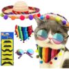 Cinco de Mayo Cat Costume Set – 5-Piece Mexican Cat Bandana, Sombrero Hat, Mustache & Accessories
