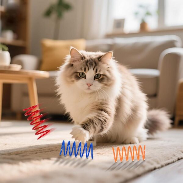 Colorful Cat Spring Toy Set – 84-Pack Spiral Bounce Coils for Indoor Cats in 12 Bright Colors