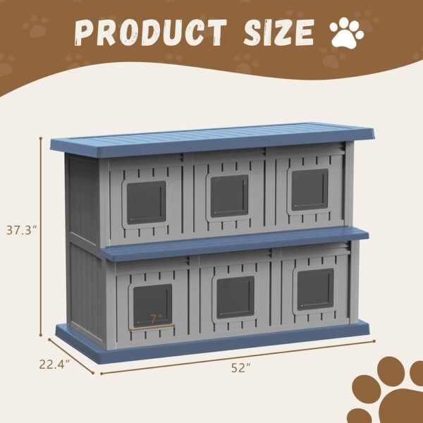 Double-Decker Outdoor Resin Cat House – Weatherproof Multi-Cat Shelter for Indoor & Outdoor Use