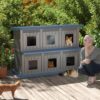 Double-Decker Outdoor Resin Cat House – Weatherproof Multi-Cat Shelter for Indoor & Outdoor Use