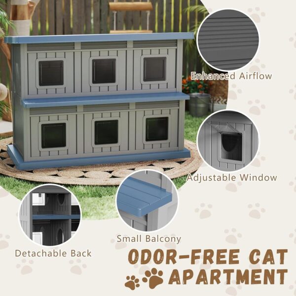 Double-Decker Outdoor Resin Cat House – Weatherproof Multi-Cat Shelter for Indoor & Outdoor Use