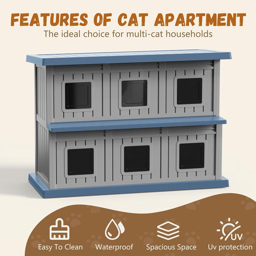 Double-Decker Outdoor Resin Cat House Weatherproof Shelter
