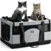Dual-Space Travel Carrier for Two Cats – Expandable Soft-Sided Pet Carrier with Removable Divider, Reinforced Frame & Foldable Design