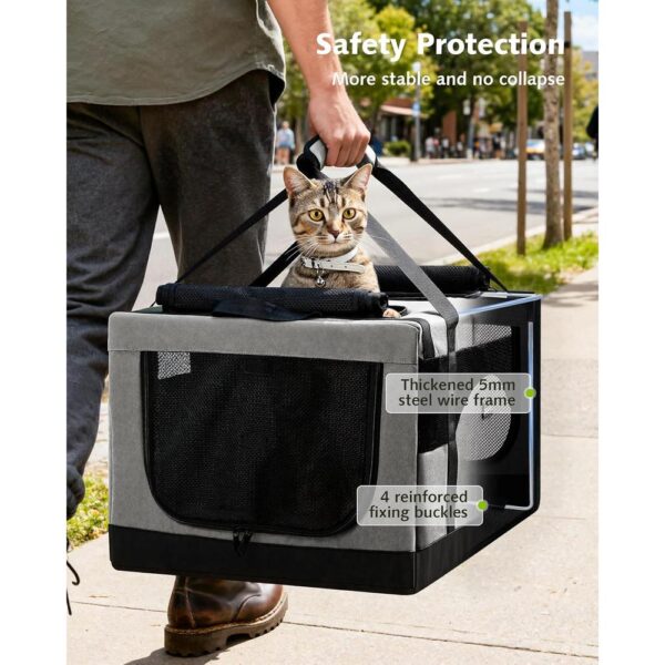 Dual-Space Travel Carrier for Two Cats – Expandable Soft-Sided Pet Carrier with Removable Divider, Reinforced Frame & Foldable Design