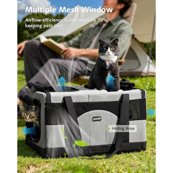 Dual-Space Travel Carrier for Two Cats – Expandable Soft-Sided Pet Carrier with Removable Divider, Reinforced Frame & Foldable Design