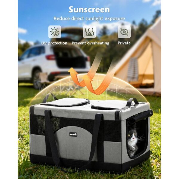 Dual-Space Travel Carrier for Two Cats – Expandable Soft-Sided Pet Carrier with Removable Divider, Reinforced Frame & Foldable Design